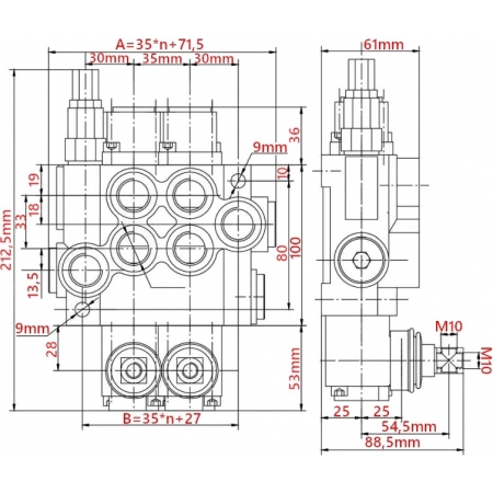 ROZDZIELACZ HYDRAULICZNY 4 SEK 40L + SEKCJA NA NURNIK